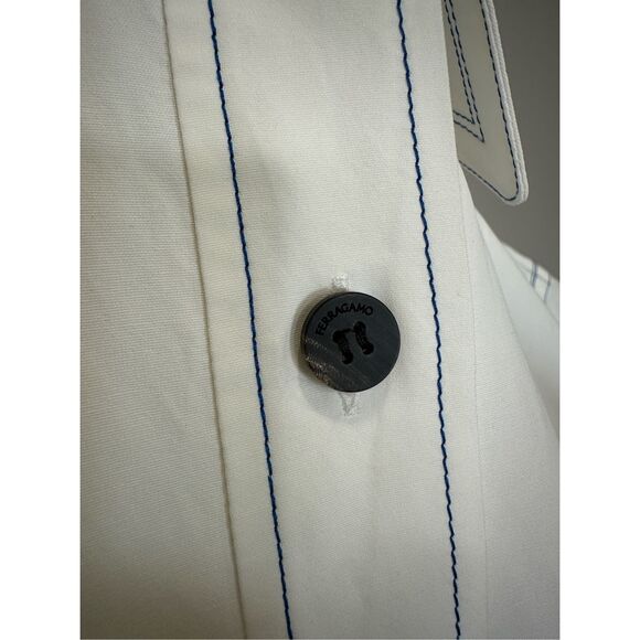 FERRAGAMO Topstitched satin-trimmed poplin midi dress Size IT38/US2 $2600 - Picture 9 of 12